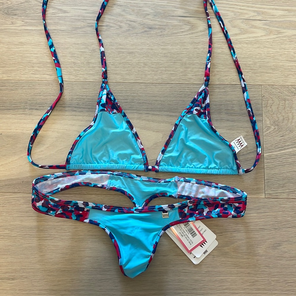 Wicked Weasel bikini blue sheer essence fabric size XL top and S bottom